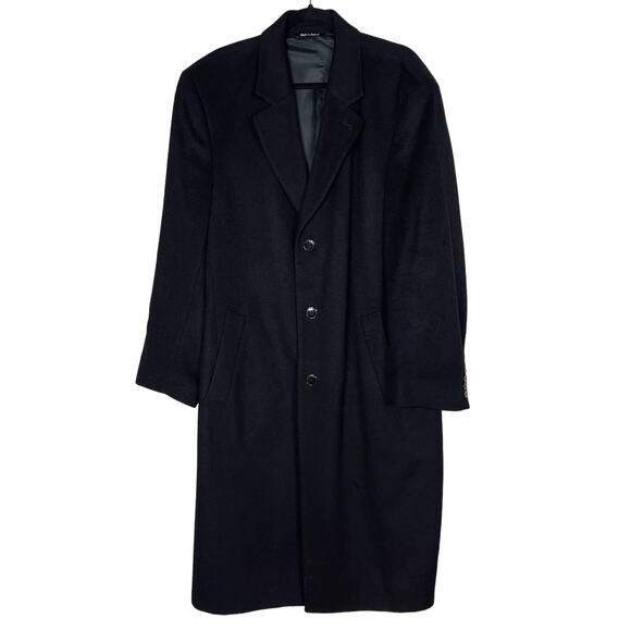 Faconnable Mens 51 Regular Black Cashmere Coat with Teflon Coating Cupro Lining - Picture 1 of 8